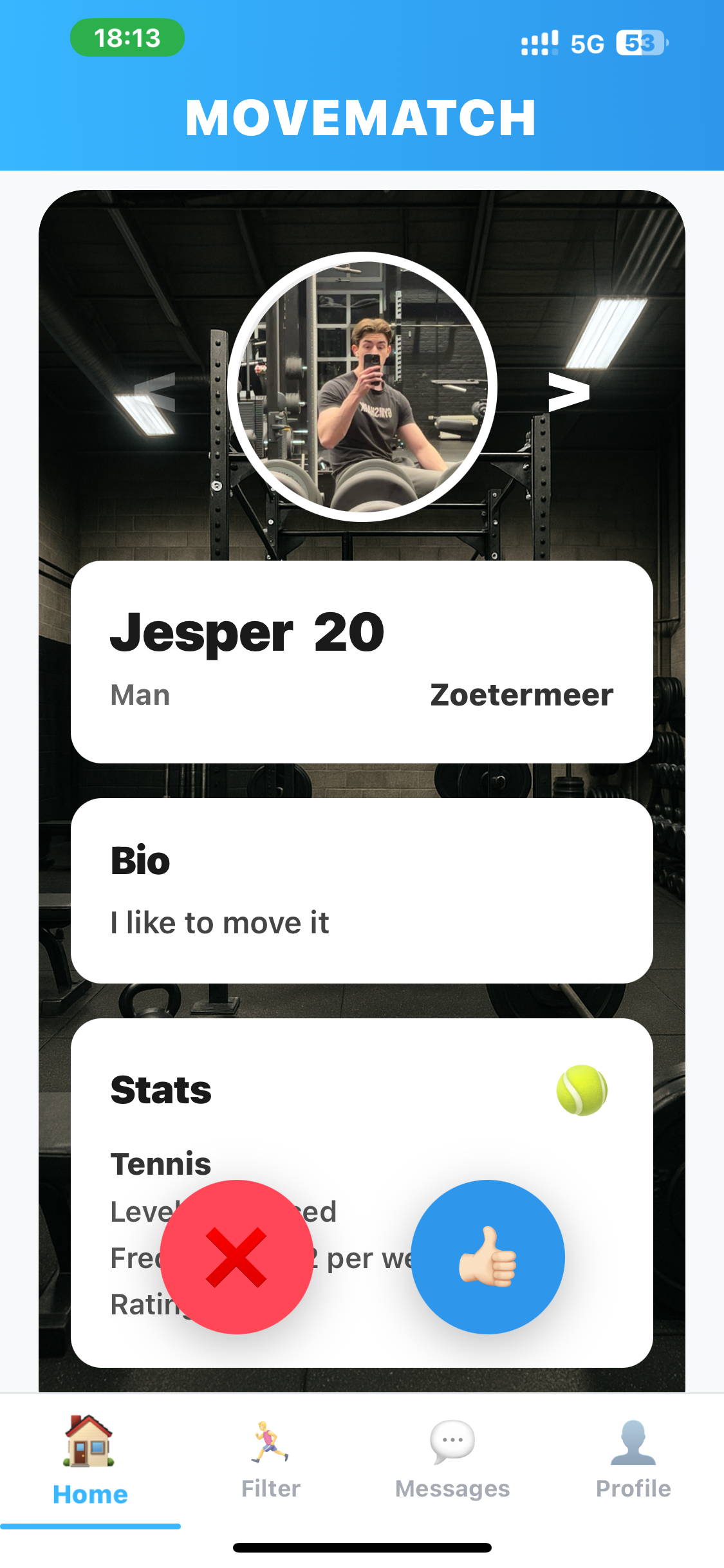 MoveMatch Home Screen
